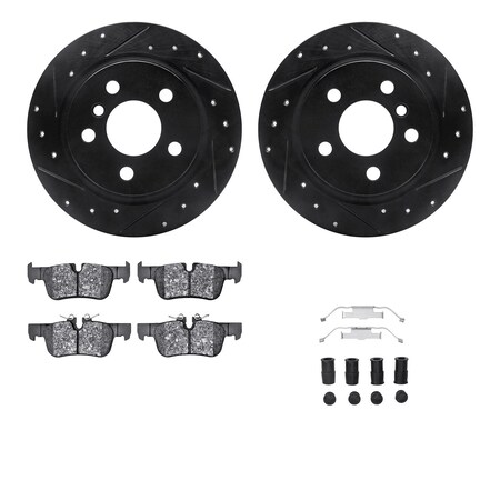 Dynamic Friction Co 8612-32015, Rotors-Drilled, Slotted-Black w/ 5000 Euro Ceramic Brake Pads incl. Hardware, Zinc Coat 8612-32015